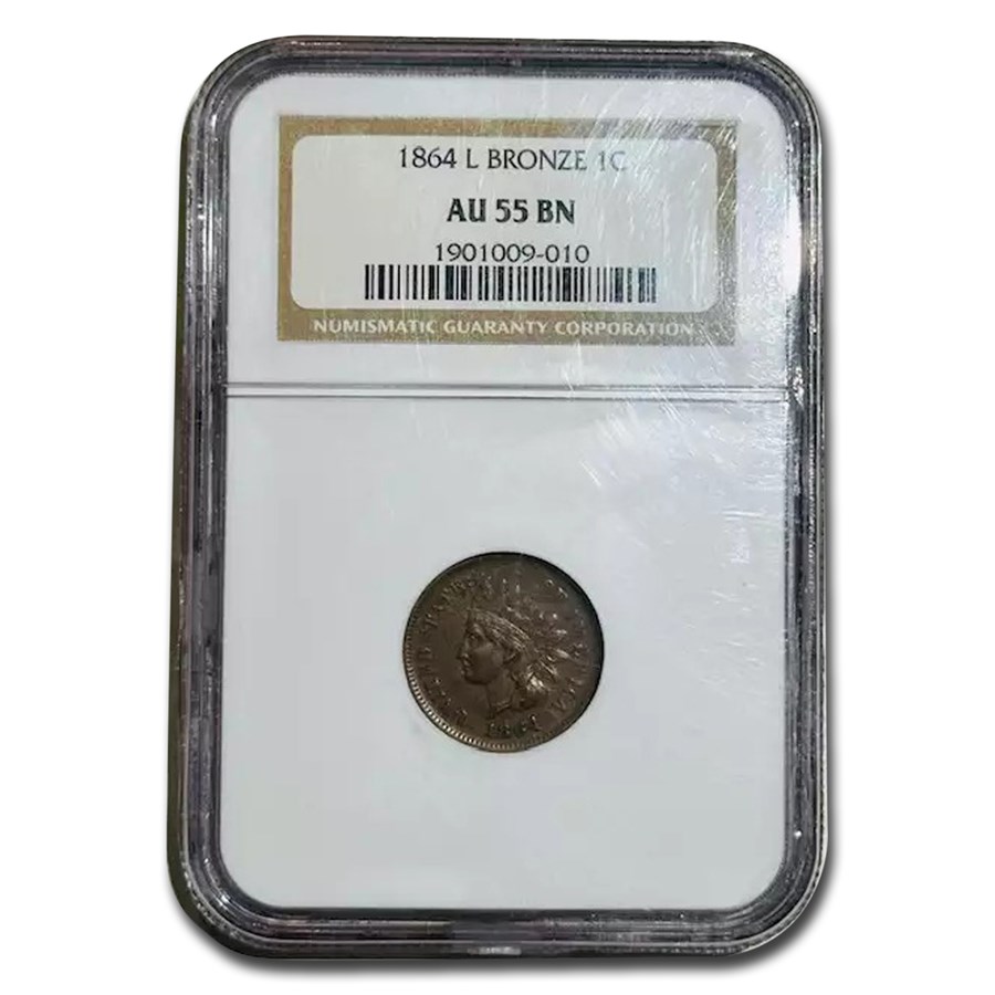 1864-L Indian Head Cent AU-55 NGC (Brown)
