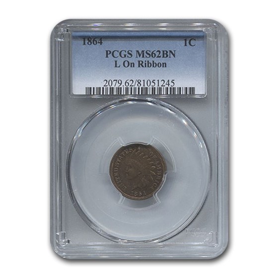 1864-L Indian Head Cent MS-62 PCGS (Brown, L on Ribbon) 1864-L Indian Head Cent MS-62 PCGS (Brown, L on Ribbon)