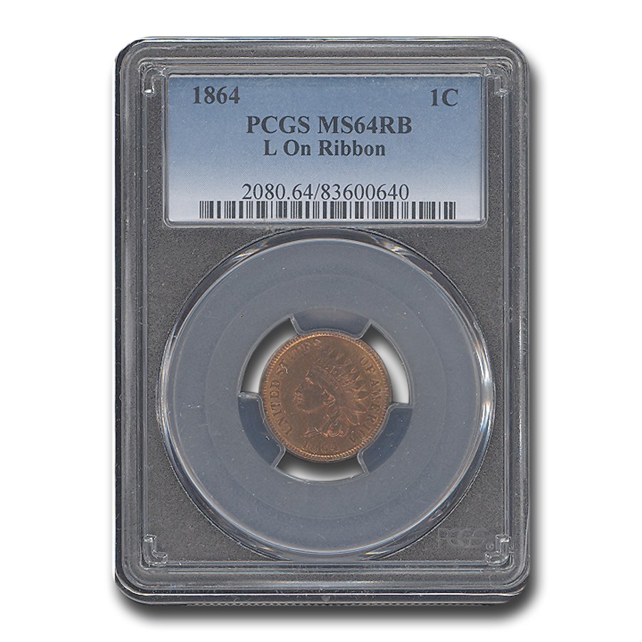 1864-L Indian Head Cent MS-64 PCGS (Red/Brown, L on Ribbon)