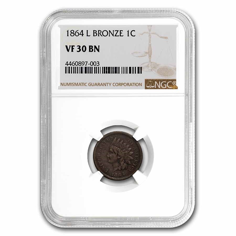 1864-L Indian Head Cent VF-30 NGC