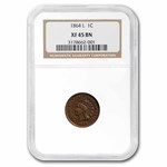 1864-L Indian Head Cent XF-45 NGC (L on Ribbon)