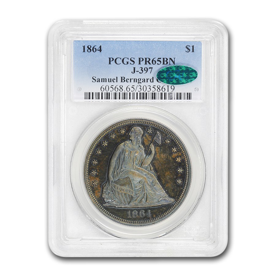 1864 Liberty Seated Dollar PR-65 Brown PCGS CAC (Pattern J-397)