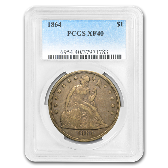 1864 Liberty Seated Dollar XF-40 PCGS 1864 Liberty Seated Dollar XF-40 PCGS