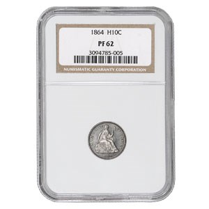 1864 Liberty Seated Half Dime Proof-62 NGC 1864 Liberty Seated Half Dime Proof-62 NGC