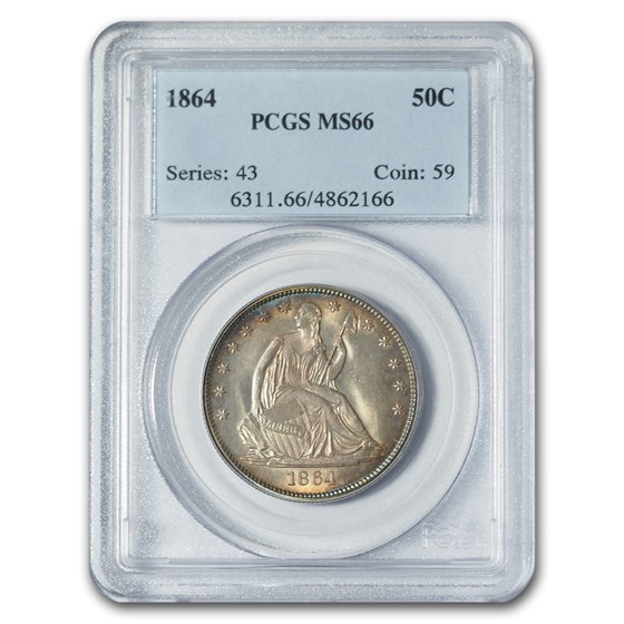 1864 Liberty Seated Half Dollar MS-66 PCGS 1864 Liberty Seated Half Dollar MS-66 PCGS