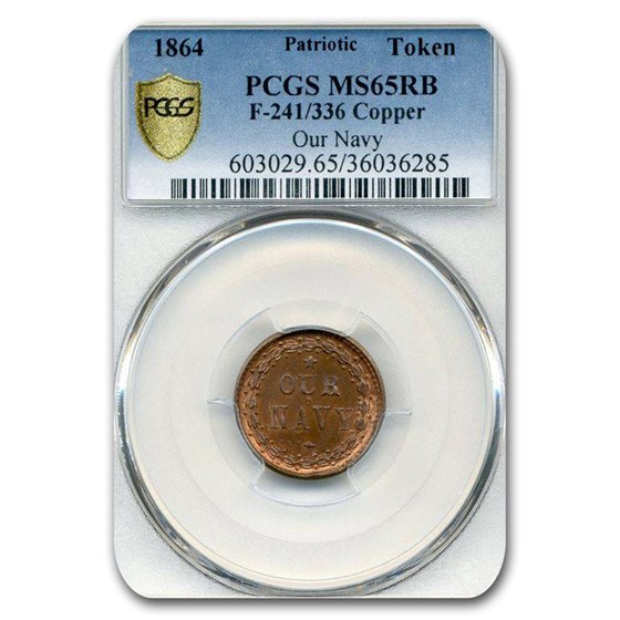 1864 Patriotic Token - Our Navy MS-65 PCGS (Red/Brown) 1864 Patriotic Token - Our Navy MS-65 PCGS (Red/Brown)