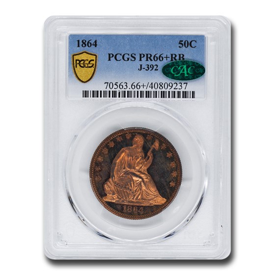1864 Pattern Liberty Seated Half PR-66+ PCGS CAC (RB, J-392) 1864 Pattern Liberty Seated Half PR-66+ PCGS CAC (RB, J-392)