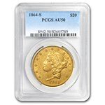 1864-S $20 Liberty Gold Double Eagle AU-50 PCGS