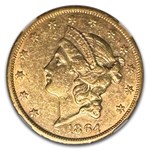1864-S $20 Liberty Gold Double Eagle AU-53 NGC