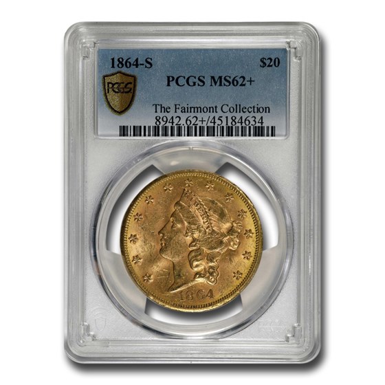 1864-S $20 Liberty Gold Double Eagle MS-62+ PCGS 1864-S $20 Liberty Gold Double Eagle MS-62+ PCGS