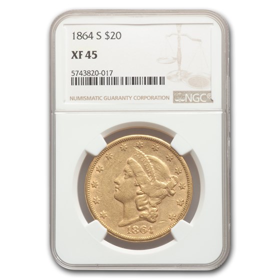 1864-S $20 Liberty Gold Double Eagle XF-45 NGC 1864-S $20 Liberty Gold Double Eagle XF-45 NGC
