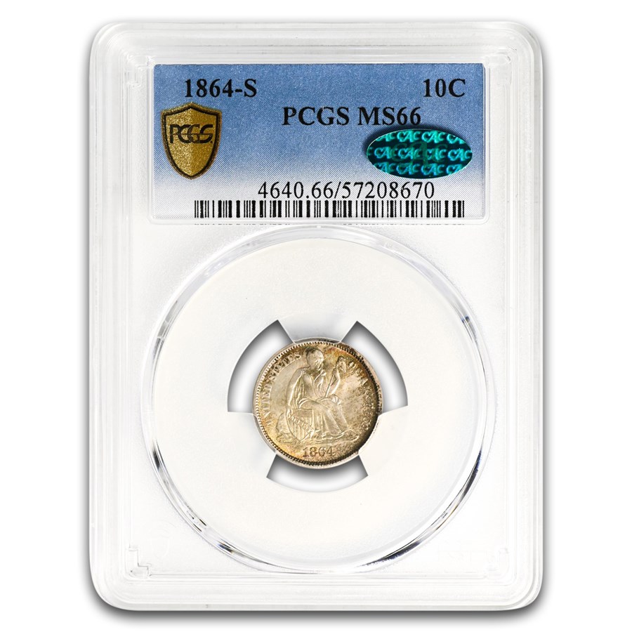 1864-S Liberty Seated Dime MS-66 PCGS CAC