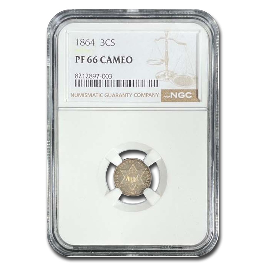 1864 Three Cent Silver PF-66 Cameo NGC
