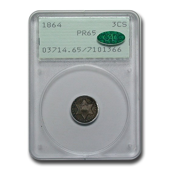 1864 Three Cent Silver PR-65 PCGS CAC