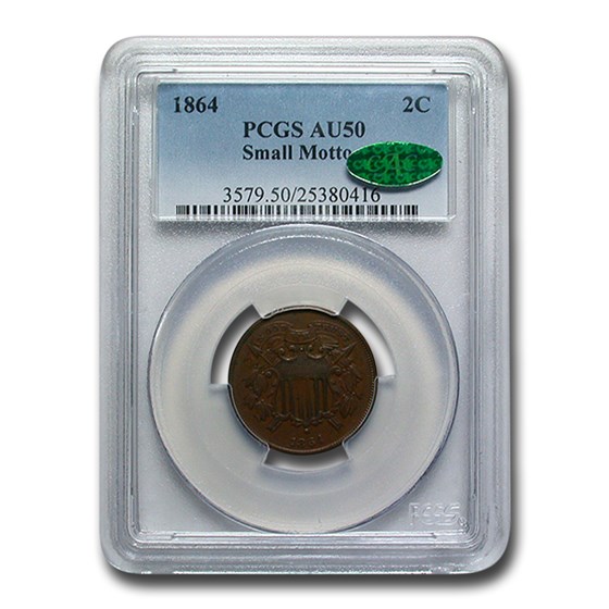 1864 Two Cent Piece AU-50 PCGS CAC (Small Motto) 1864 Two Cent Piece AU-50 PCGS CAC (Small Motto)