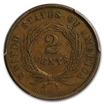 1864 Two Cent Piece Large Motto AU