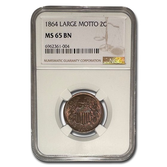 1864 Two Cent Piece Large Motto MS-65 NGC (Brown) 1864 Two Cent Piece Large Motto MS-65 NGC (Brown)