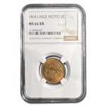 1864 Two Cent Piece Large Motto MS-66 NGC (Red/Brown)