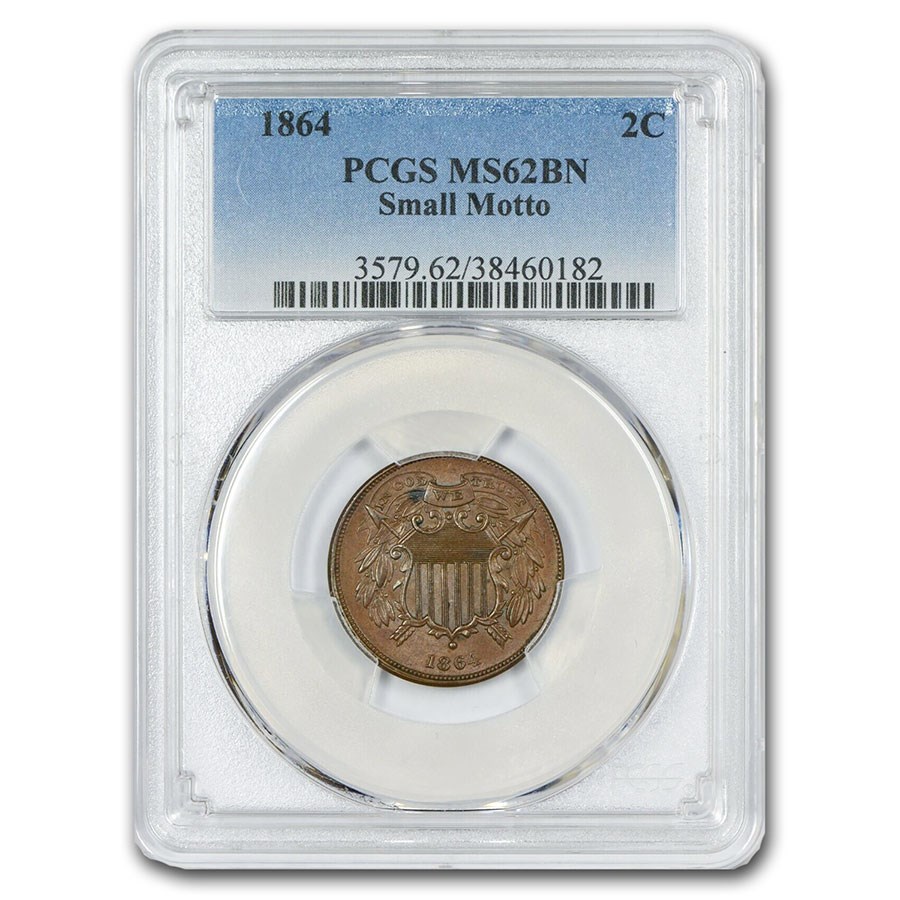 Buy 1864 Two Cent Piece MS-62 PCGS (Brown, Small Motto) | APMEX