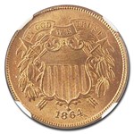 1864 Two Cent Piece MS-66+ NGC CAC (Red/Brown, Large Motto)