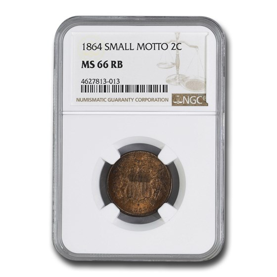 1864 Two Cent Piece MS-66 NGC (Red/Brown, Small Motto) 1864 Two Cent Piece MS-66 NGC (Red/Brown, Small Motto)