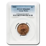 1864 Two Cent Piece MS-66 PCGS (Red)