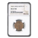 1864 Two Cent Piece MS-67 NGC (Red/Brown)