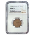 1864 Two Cent Piece Small Motto AU-58 NGC (Brown)