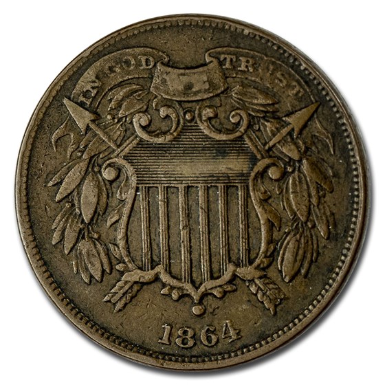 1864 Two Cent Piece Small Motto VF 1864 Two Cent Piece Small Motto VF