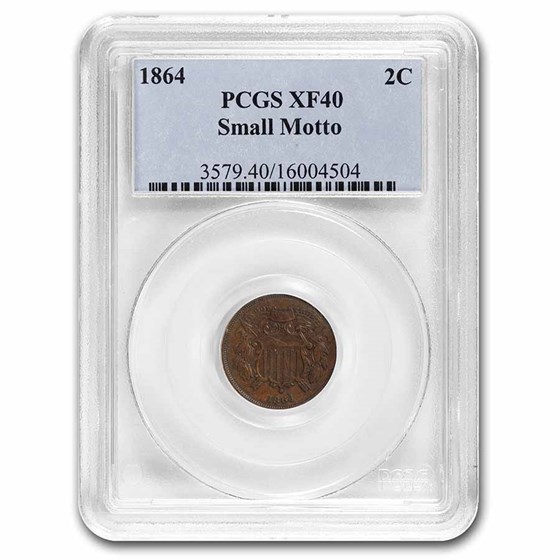 1864 Two Cent Piece Small Motto XF-40 PCGS (Brown) 1864 Two Cent Piece Small Motto XF-40 PCGS (Brown)
