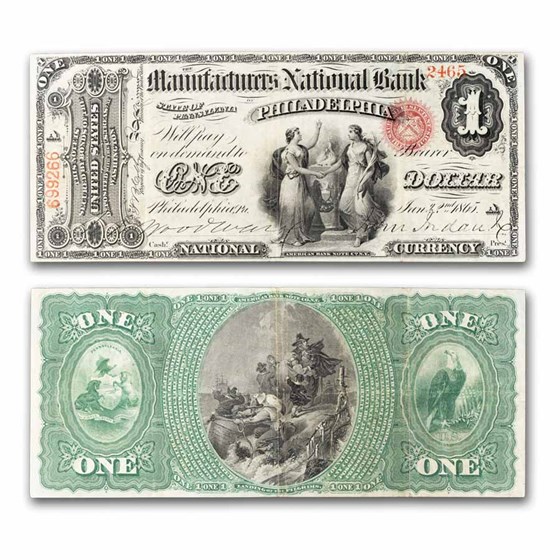 1865 $1.00 Philadelphia, PA VF (Fr#380a) CH#557