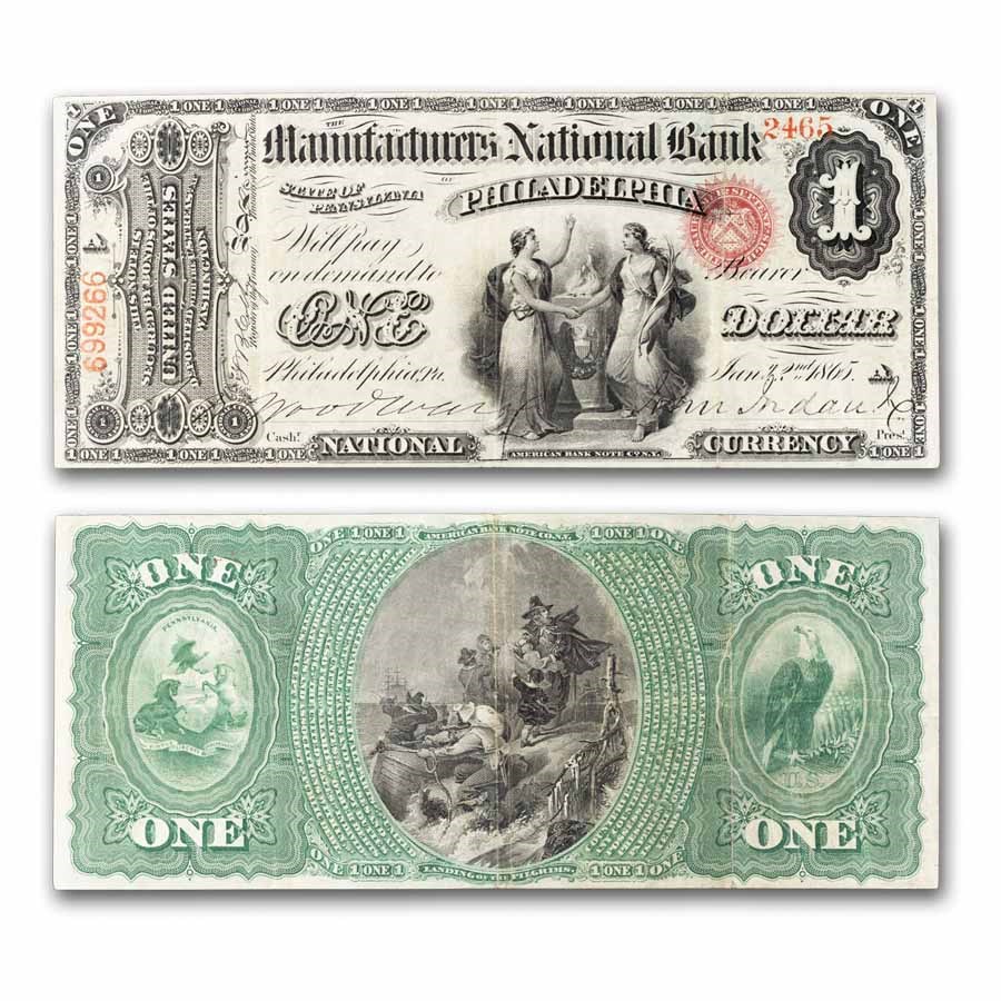 1865 $1.00 Philadelphia, PA VF (Fr#380a) CH#557