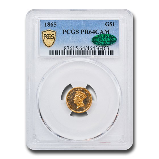 1865 $1 Indian Head Gold PR-64 Cameo PCGS CAC 1865 $1 Indian Head Gold PR-64 Cameo PCGS CAC