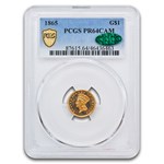 1865 $1 Indian Head Gold PR-64 Cameo PCGS CAC