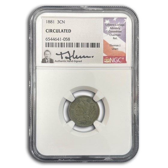 1865-1889 3 Cent Nickel Circulated NGC (Thomas J. Uram) 1865-1889 3 Cent Nickel Circulated NGC (Thomas J. Uram)