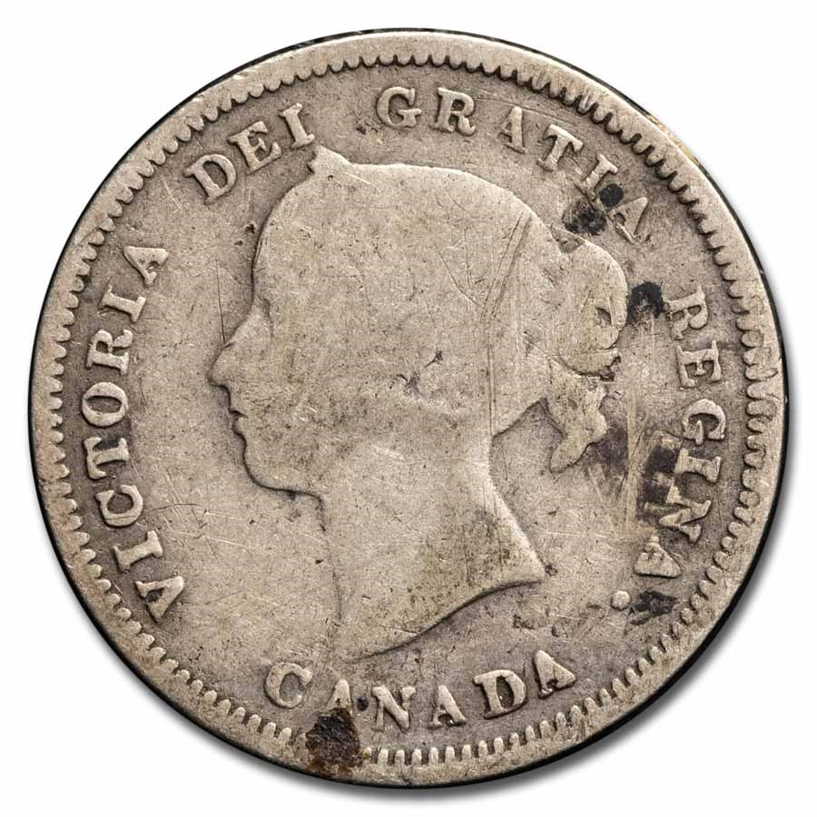 1865-1896 Newfoundland 5 Cents Avg Circ