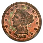 1865 $2.50 Liberty Quarter Eagle Pattern PF-65 NGC (R/B, J-439)