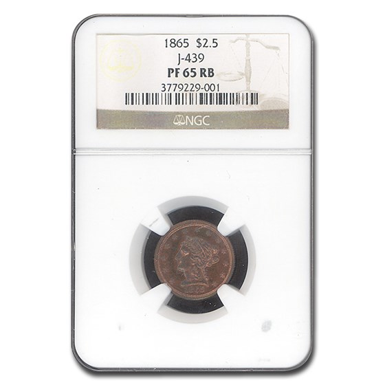 1865 $2.50 Liberty Quarter Eagle Pattern PF-65 NGC (R/B, J-439)