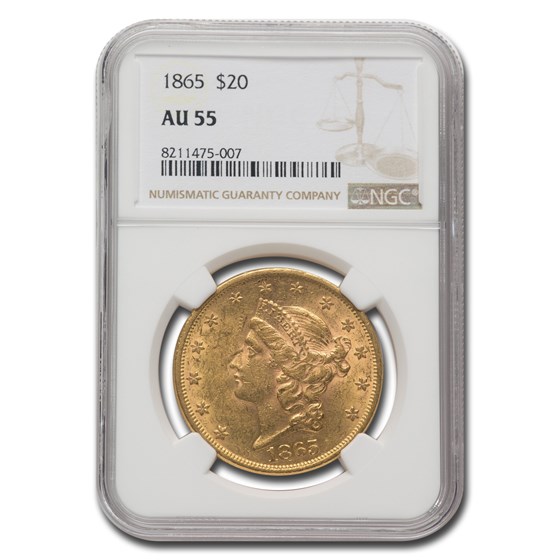 1865 $20 Liberty Gold Double Eagle AU-55 NGC 1865 $20 Liberty Gold Double Eagle AU-55 NGC