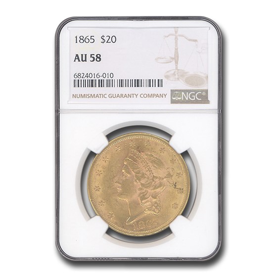 1865 $20 Liberty Gold Double Eagle AU-58 NGC 1865 $20 Liberty Gold Double Eagle AU-58 NGC