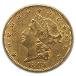 1865 $20 Liberty Gold Double Eagle AU-58 PCGS