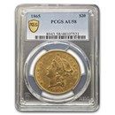 1865 $20 Liberty Gold Double Eagle AU-58 PCGS