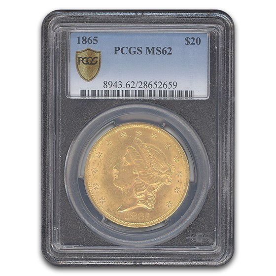 1865 $20 Liberty Gold Double Eagle MS-62 PCGS