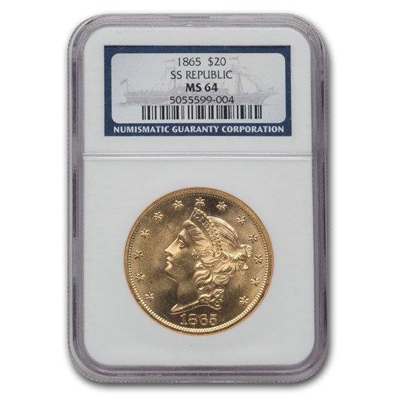 1865 $20 Liberty Gold Double Eagle MS-64 NGC (SS Republic) 1865 $20 Liberty Gold Double Eagle MS-64 NGC (SS Republic)