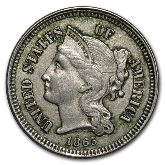 1865 3 Cent Nickel XF 1865 3 Cent Nickel XF