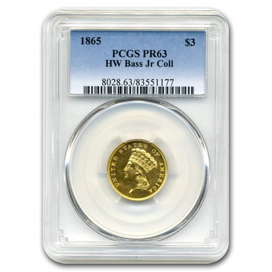 1865 $3 Gold Princess PR-63 PCGS 1865 $3 Gold Princess PR-63 PCGS