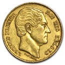 1865 Belgium Gold 20 Francs Leopold I Avg Circ