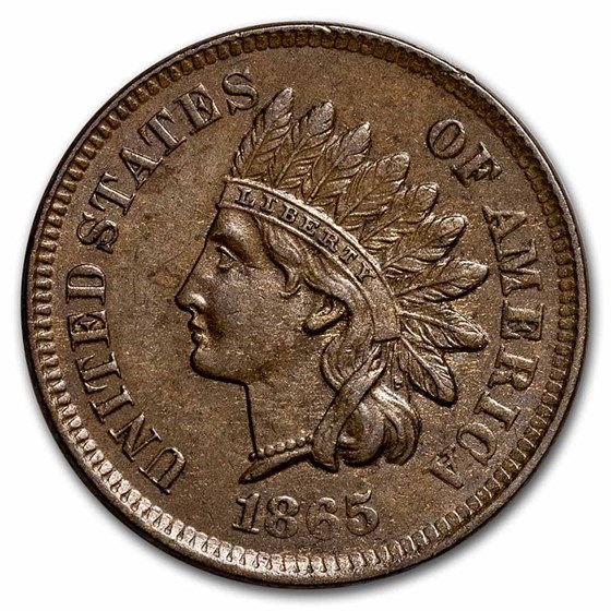1865 Indian Head Cent Fancy 5 AU 1865 Indian Head Cent Fancy 5 AU