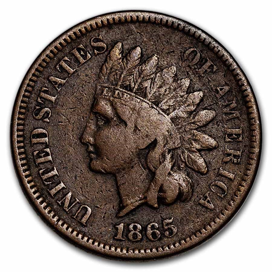 1865 Indian Head Cent Fancy 5 Fine
