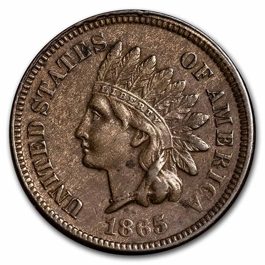 1865 Indian Head Cent Fancy 5 XF